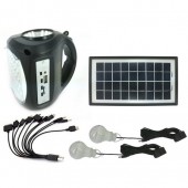 Kit panou solar cu acumulator, USB, radio si lumini GDLite GD-8009